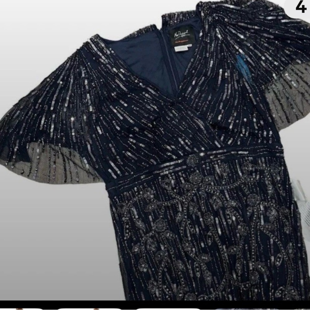 Mac Duggal Midnight Navy 9064 Gorgeous Beaded Dress for MOB/MOG- New with Tags - Picture 4 of 16